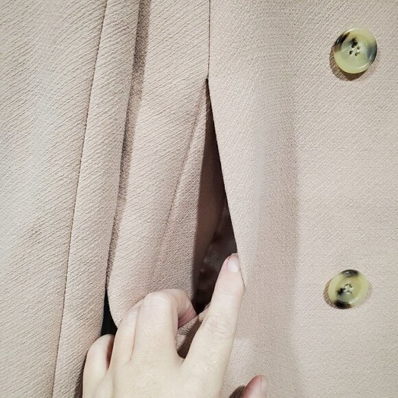 J. Crew Arianna Dusty Pink w/ Navy Collar Contrast TopCoat Wool Blend Size 10 - Picture 5 of 16